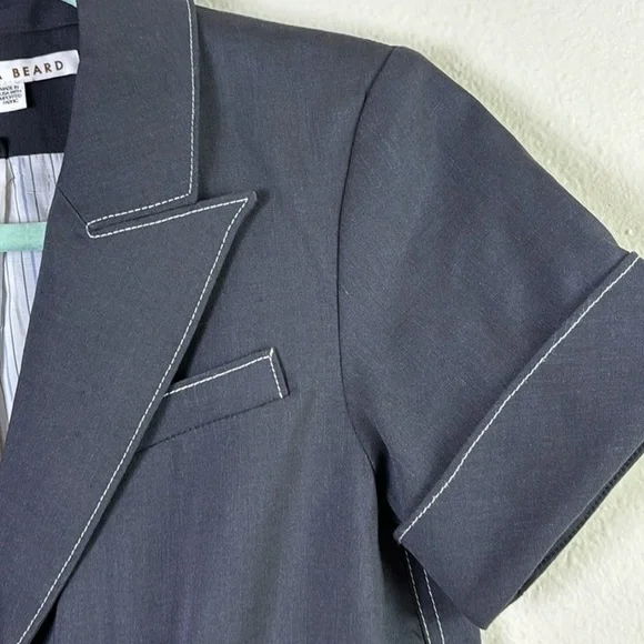 Veronica Beard Hastings Dickey Button Linen Blend Jacket Dark Navy Blue size 10 - Picture 14 of 16